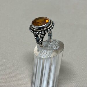 Stephen Dweck Sterling Silver 925 & 18K Gold Oval Citrine Cocktail Ring Size 6.5